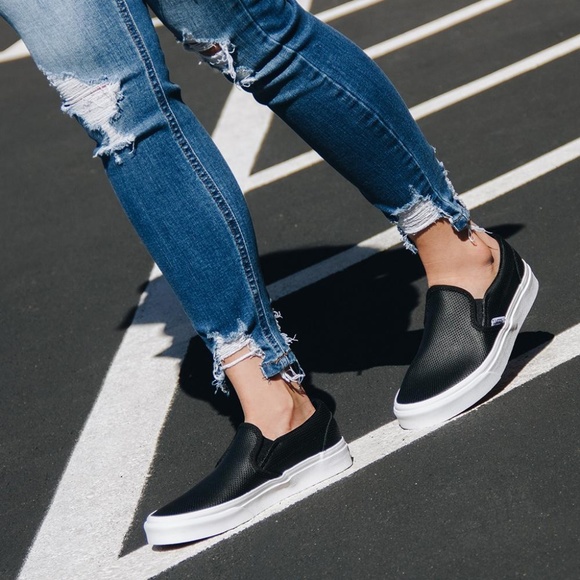 Vans Shoes - Vans Perforated Classic Leather Slip On